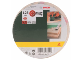 25 feuilles abrasives pour ponceuse excentrique avec bande auto-agrippante, perforé grain 40 bosch 2607019491