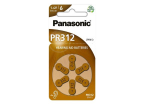 Blister de 6 piles pour appareil auditif zinc-air pr312 (0% mercury/hg) marron PR-312