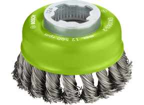 Bosch 1x brosse boisseau pro stainless steel longlife, fils torsadés pour petite meuleuse angulaire et x-lock (pour acier, ø 75 mm, professional accessoire petite meuleuse angulaire) 2608620729