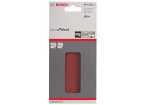 BOSCH 2608605281 FEUILLE ABRASIVE POUR PONCEUSE VIBRANTE 80 X 133 MM 8 TROUS GRAIN 120 10 PIÈCES