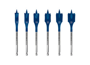 Bosch 6x coffrets de mèches plates expert self cut speed (pour bois résineux, panneau aggloméré, ø 13-25 mm, professional accessoire perceuses/visseuses rotatives) 2608900333
