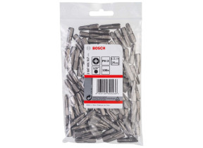 Bosch outillages 100 pièces jeu de embouts de vissage extra dure pour vis cruciformes, ph3 epaisseur, 25mm longueur 2607001517