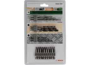 Bosch outillages 19 pièces kit uneo mixed (pour le bois, le métal et la pierre, accessoires marteau burineur) argent 2609256989