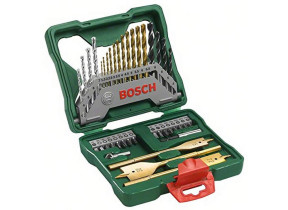 Bosch outillages 40 pièces ensemble de forets et de tournevis en titane x-line (pour bois, pierre et métal, accessoires perceuses) noir/or/argent 2607019600