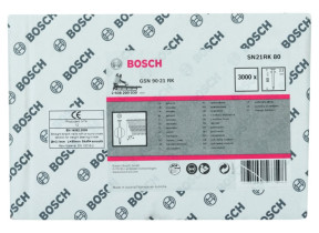 Bosch outillages clous en bande à tête ronde 21° sn21rk 80, 7mm tête, 3.1mm x 80mm, lot de 3000 2608200030