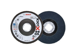 Bosch Professional 260925C117 2 pièces Plateau à lamelles (X-Lock, Ø 125 mm, grosseur de Grain K80, alésage Ø 22,23 mm, Angle, Accessoire pour meuleuse Angulaire)