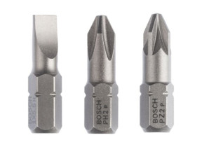 Jeu d\'embouts de vissage extra-durs Bosch (mixtes), 3 pces S 1,0x5,5, PH2, PZ2, 25 mm - 2607001766