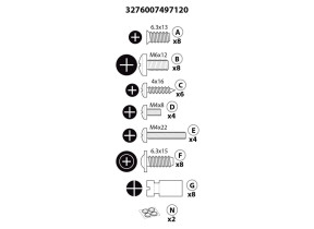 Kit de quincaillerie a+b+c+d+e+f+g+n art.700 dl2 s7070000-c1 pour racine 566S7070000C1