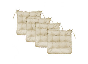 Linxor - lot de 4 galettes, coussins carrés capitonnés pour chaise - beige EGK3070