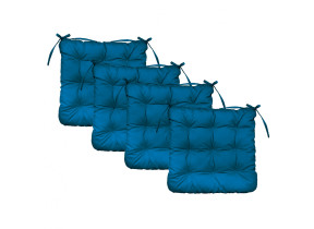 Linxor - lot de 4 galettes, coussins carrés capitonnés pour chaise - bleu azur EGK3071