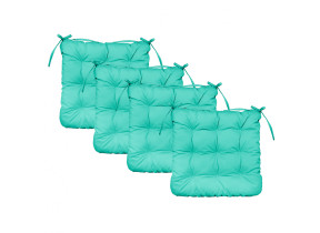 Linxor - lot de 4 galettes, coussins carrés capitonnés pour chaise - bleu turquoise EGK3072