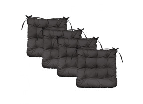Linxor - lot de 4 galettes, coussins carrés capitonnés pour chaise - gris foncé EGK3074