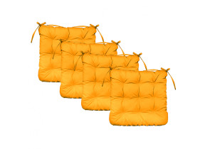 Linxor - lot de 4 galettes, coussins carrés capitonnés pour chaise - jaune EGK3075