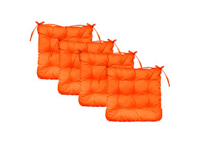 Linxor - lot de 4 galettes, coussins carrés capitonnés pour chaise - orange EGK3077