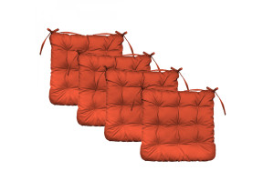 Linxor - lot de 4 galettes, coussins carrés capitonnés pour chaise - terracotta EGK3078