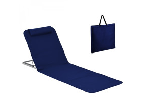 Linxor - matelas, transat, tapis de plage avec dossier inclinable et sac de transport - bleu marine EGK3169