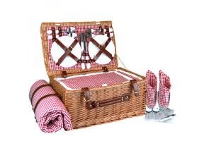 Linxor - panier de pique-nique isotherme avec nappe et accessoires - 4 personnes - rouge EGK3663