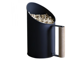 Linxor - pelle à granulés, pellets en fer de zinc et poignée en bois - 1.5l - noir EGK3430