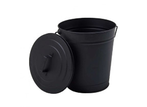 Linxor - seau, poubelle à cendres 12 l en métal avec couvercle - noir EGK3469