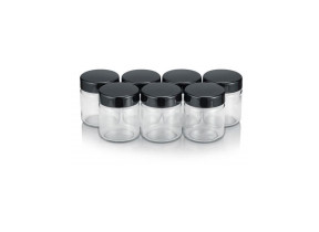 Pots de yaourt en verre x7 jg 3514 couvercle noir 150 ml JG3514