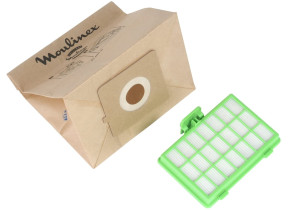 Sacs aspirateur x10 + 1 filtre hepa pour zélio moulinex MT000101