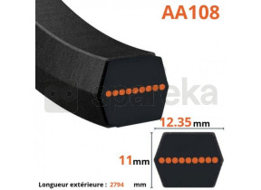 Courroie lisse hexagonale série aa longueur ext: 2794mm. AA108