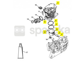 Cylindre+piston d 44/ms 270 1133-020-1200