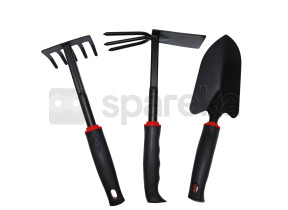 Linxor - lot de 3 outils de jardinage à main en acier inoxydable - noir EGK2711