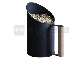 Linxor - pelle à granulés, pellets en fer de zinc et poignée en bois - 1.5l - noir EGK3430