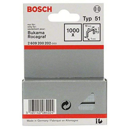 Bosch outillages 2609200202 agrafe à fil plat de type 51 10 x 1 x 10 mm 1000 pièces