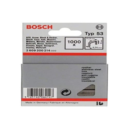 Bosch outillages 2609200214 agrafe à fil fin type 53 11,4 x 0,74 x 6 mm