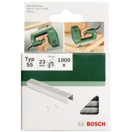 Bosch outillages 2609255844 set de 1000 agrafes à fil plat type 55 largeur 6 mm epaisseur 1,08 mm longueur 18 mm