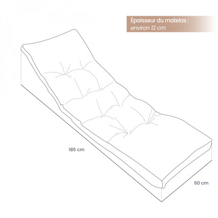Linxor - coussin matelassé pour bain de soleil, transat - 185 x 60 cm - orange-1