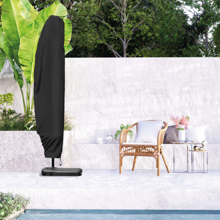 Linxor - housse de protection imperméable et anti-uv pour parasol déporté - 205 x 48 - 57 - 25 cm - noir-1