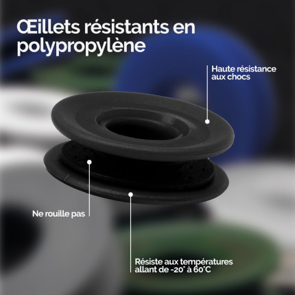 Linxor - lot de 10 oeillets à clipser pour bâche à bulles ou autres types de bâches - noir-1