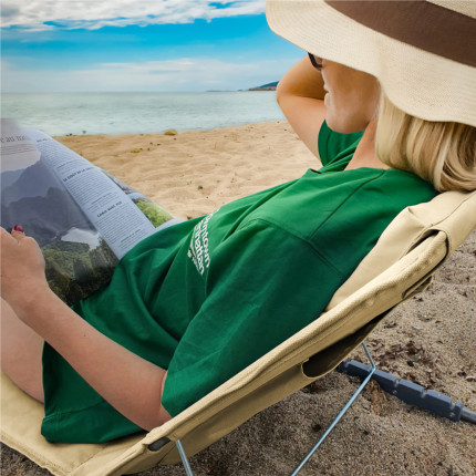 Linxor - matelas, transat, tapis de plage avec dossier inclinable et sac de transport - beige-6