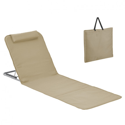 Linxor - matelas, transat, tapis de plage avec dossier inclinable et sac de transport - beige