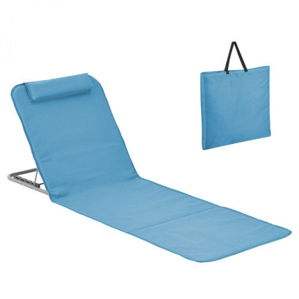 Linxor - matelas, transat, tapis de plage avec dossier inclinable et sac de transport - bleu