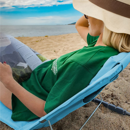Linxor - matelas, transat, tapis de plage avec dossier inclinable et sac de transport - bleu-6