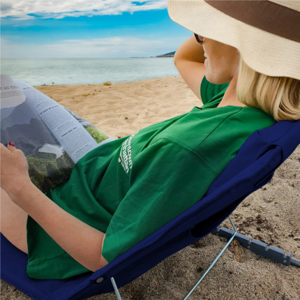 Linxor - matelas, transat, tapis de plage avec dossier inclinable et sac de transport - bleu marine-6