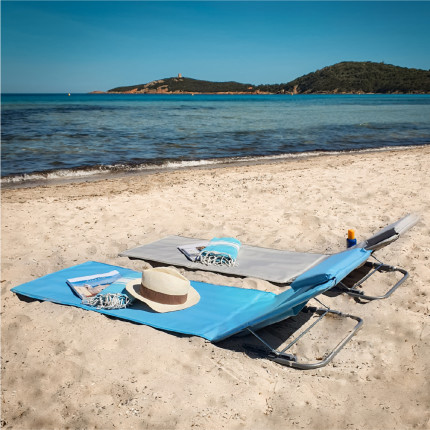 Linxor - matelas, transat, tapis de plage avec dossier inclinable et sac de transport - bleu marine-5