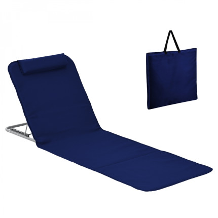 Linxor - matelas, transat, tapis de plage avec dossier inclinable et sac de transport - bleu marine