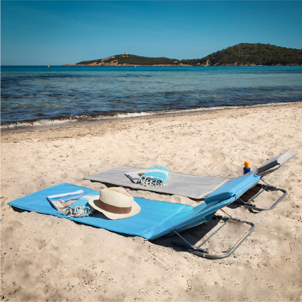 Linxor - matelas, transat, tapis de plage avec dossier inclinable et sac de transport - framboise-5