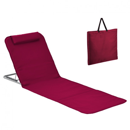 Linxor - matelas, transat, tapis de plage avec dossier inclinable et sac de transport - framboise