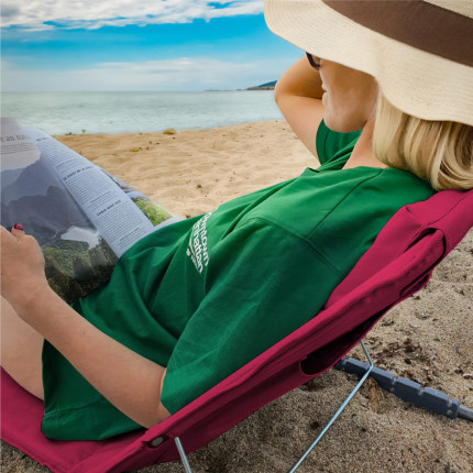 Linxor - matelas, transat, tapis de plage avec dossier inclinable et sac de transport - framboise-6