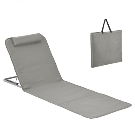 Linxor - matelas, transat, tapis de plage avec dossier inclinable et sac de transport - gris