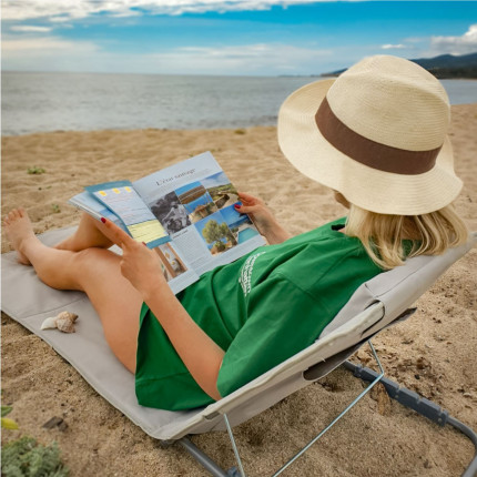 Linxor - matelas, transat, tapis de plage avec dossier inclinable et sac de transport - gris-4